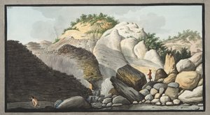 View of the hot spring, Pisciarelli, from a part of the Cone of the Solfaterra
